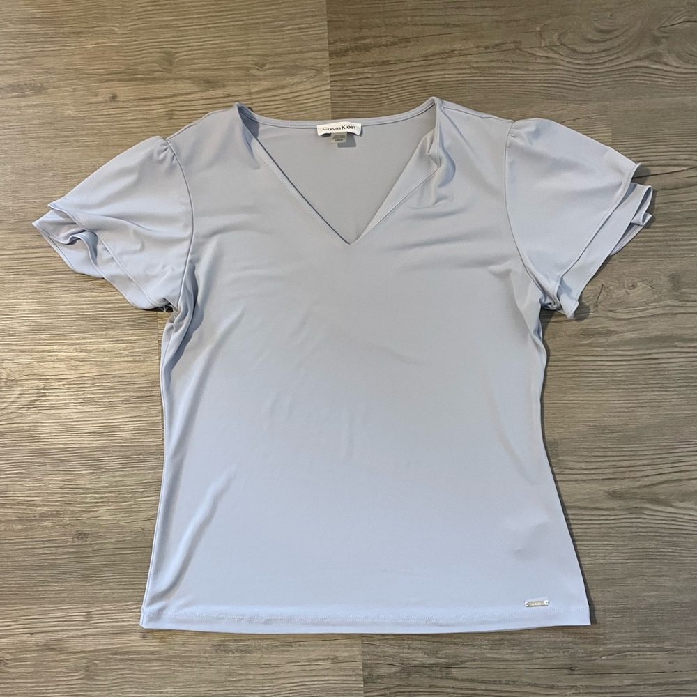 Calvin Klein Soft Blue V-Neck Tee